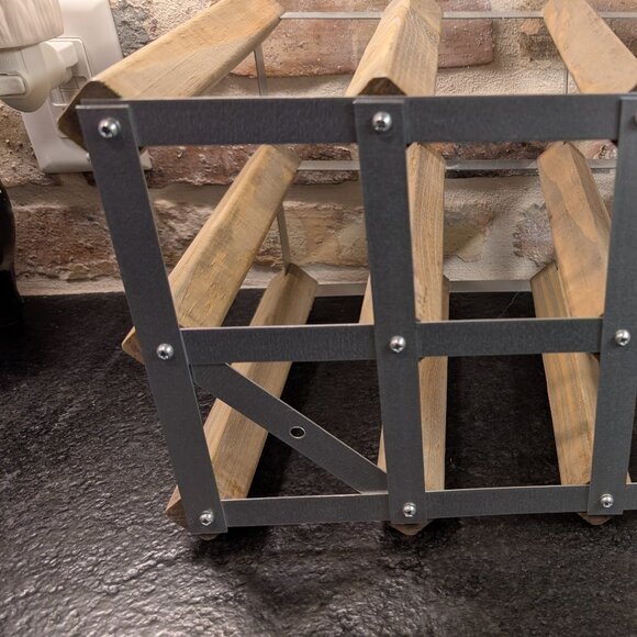 Industrial Modern Wood & Metal 6 to 8 Bottle Wine Rack - Picture 5 of 6